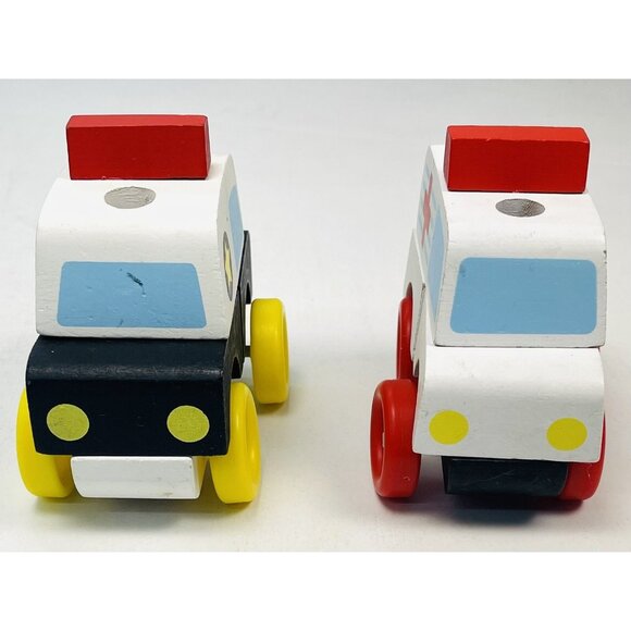 Lot 2 MELISSA & DOUG Wooden Stacking Emergency Vehicles AMBULANCE & POLICE CAR - Picture 3 of 7